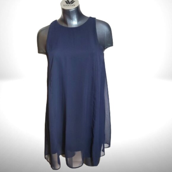 Abercrombie & Fitch Dresses & Skirts - Abercrombie & Fitch Navy Chiffon Swing Shift Dress | Keyhole Back | Size M